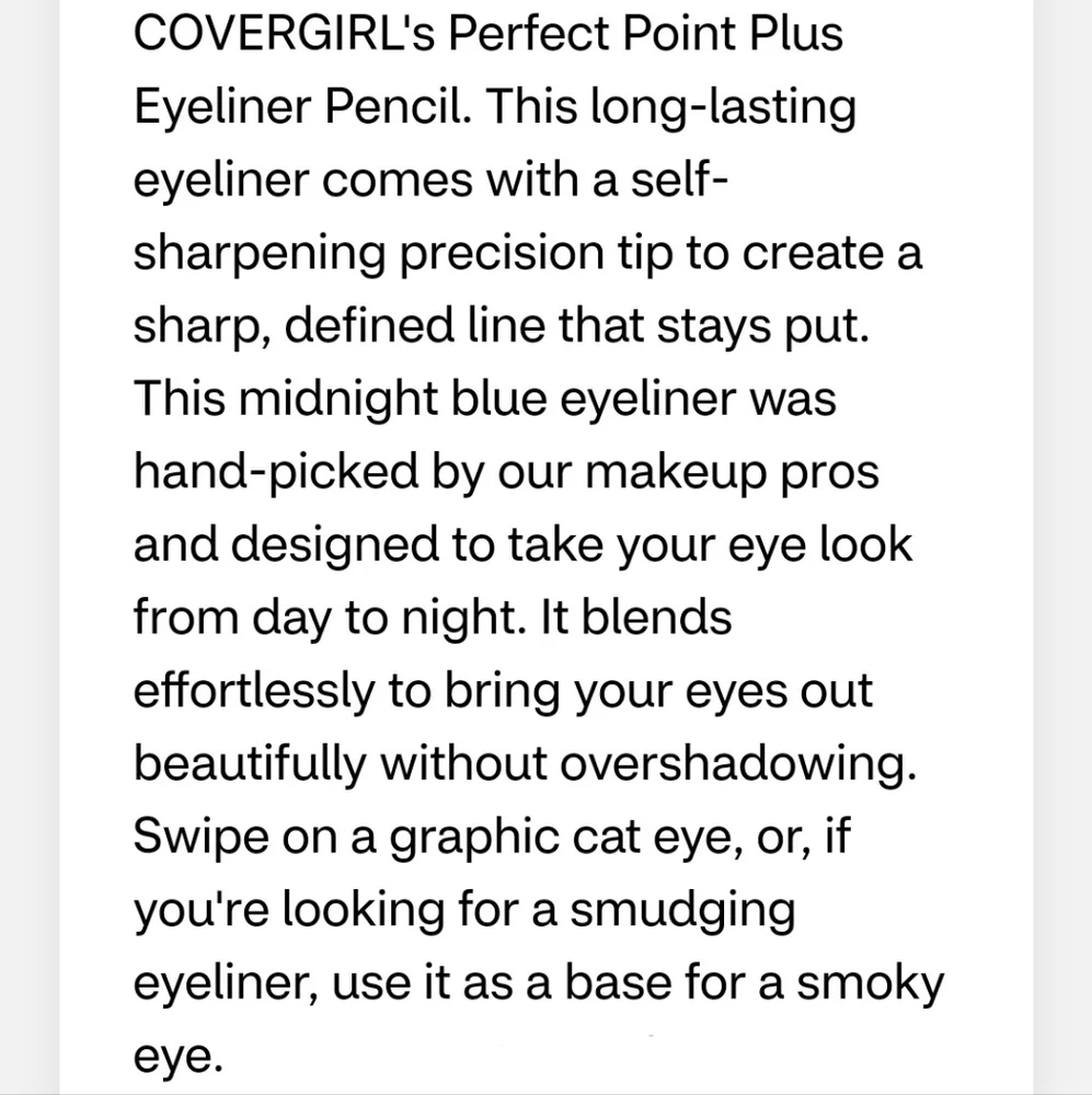 ⭐4/$15 CoverGirl Perfect Point Plus Eyeliner Midnight Blue